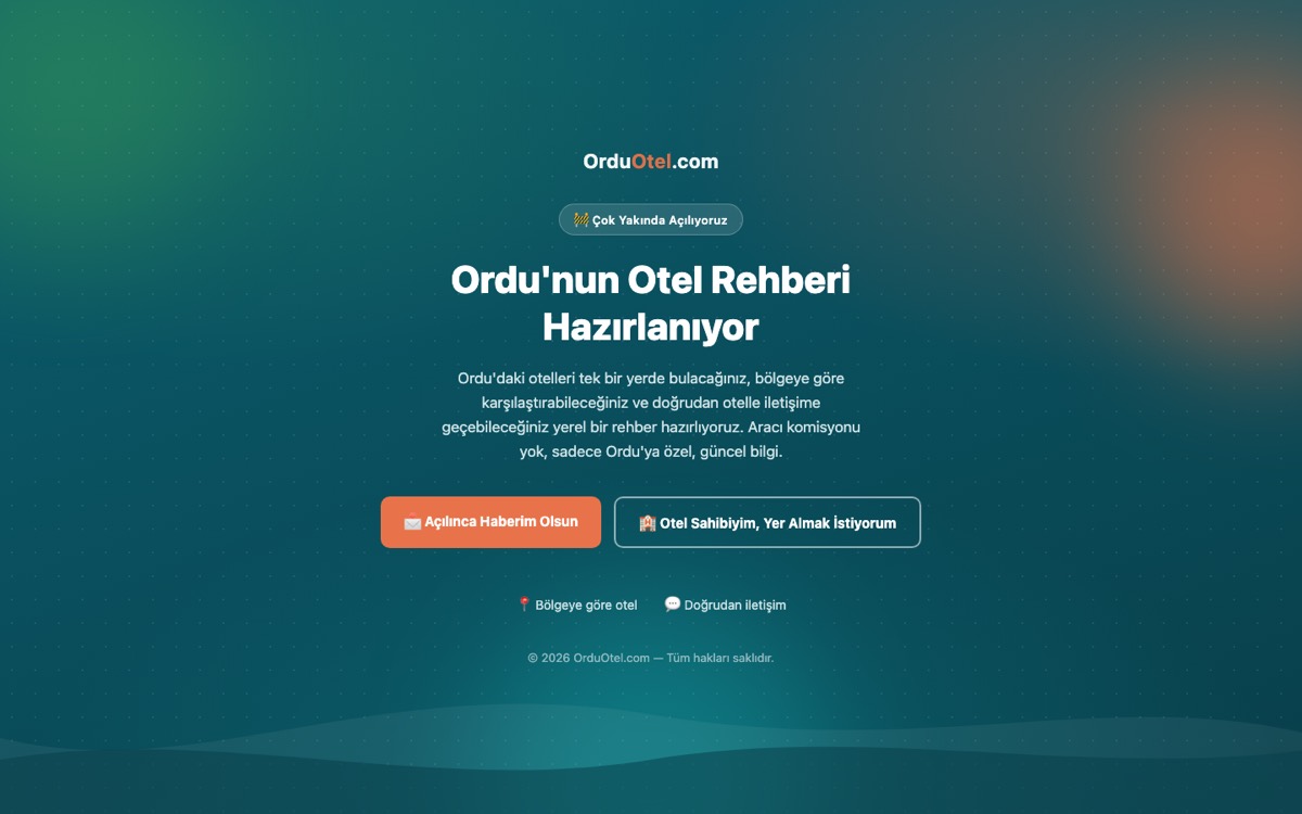 OrduOtel.com web sitesi ekran görüntüsü